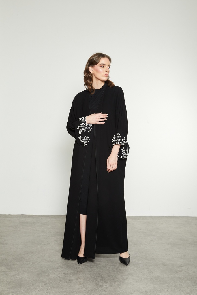 Black abaya with pearl