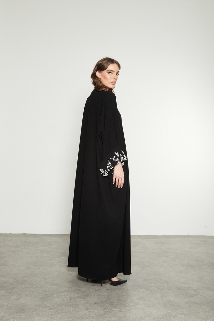 Black abaya with pearl