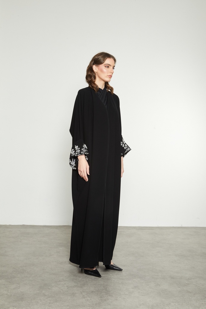 Black abaya with pearl