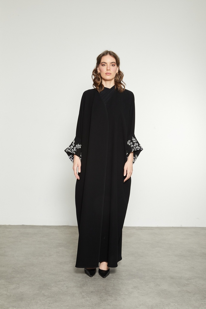 Black abaya with pearl