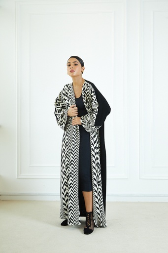 Light Tweed Abaya in Black and White